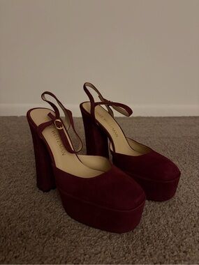 Stuart Weitzman Burgundy Platform Slingback Heels